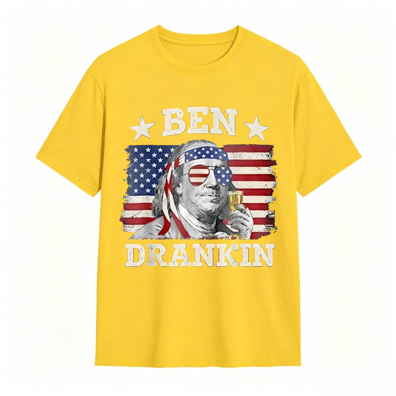 Ben Franklin American Flag Drinking T-shirt