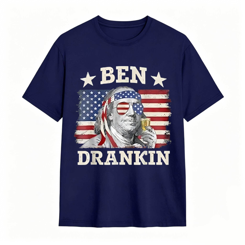Ben Franklin American Flag Drinking T-shirt