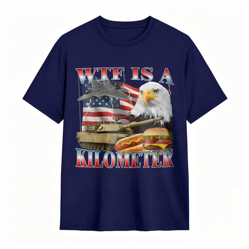 Wtf Is A Kilometer American Flag Eagle Tank Burger And Hotdog T-shirt