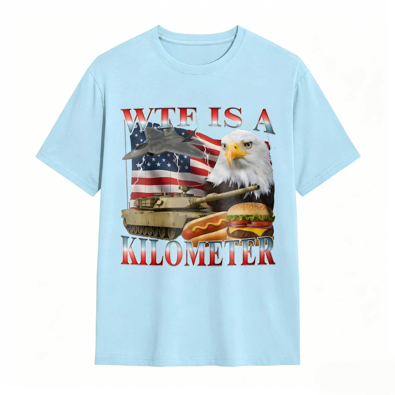 Wtf Is A Kilometer American Flag Eagle Tank Burger And Hotdog T-shirt