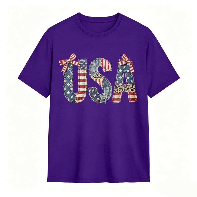 Usa Flag Patchwork Design T-shirt