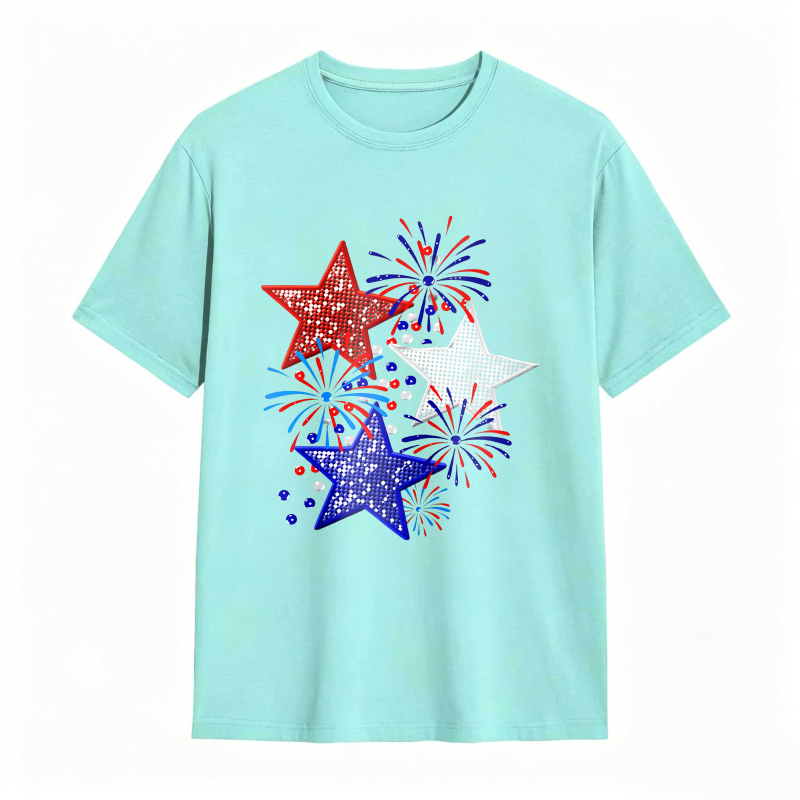 Star And Fireworks Pattern T-shirt