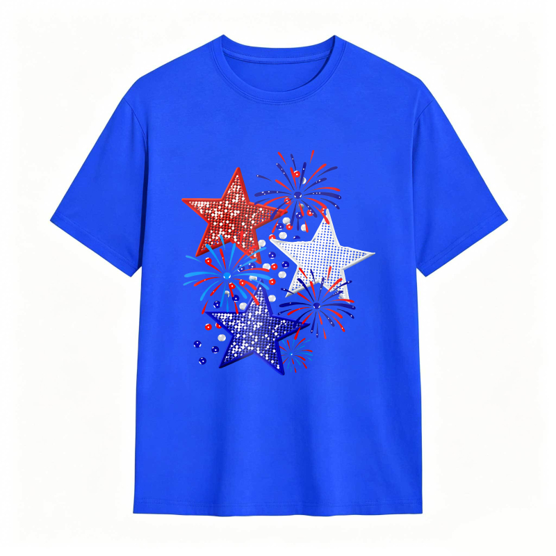 Star And Fireworks Pattern T-shirt