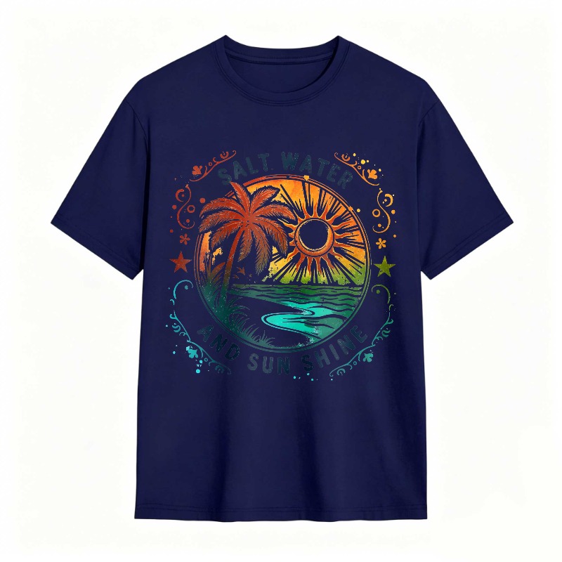 Salt Water And Sunshine Palm Tree Beach Scene T-shirt