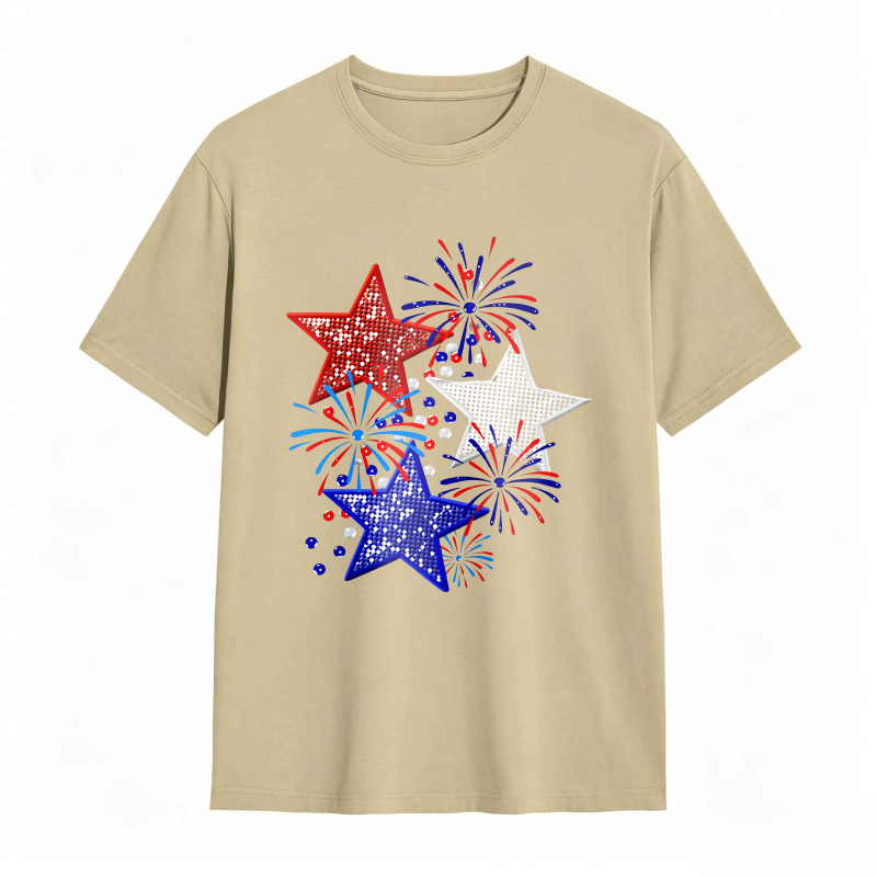 Star And Fireworks Pattern T-shirt