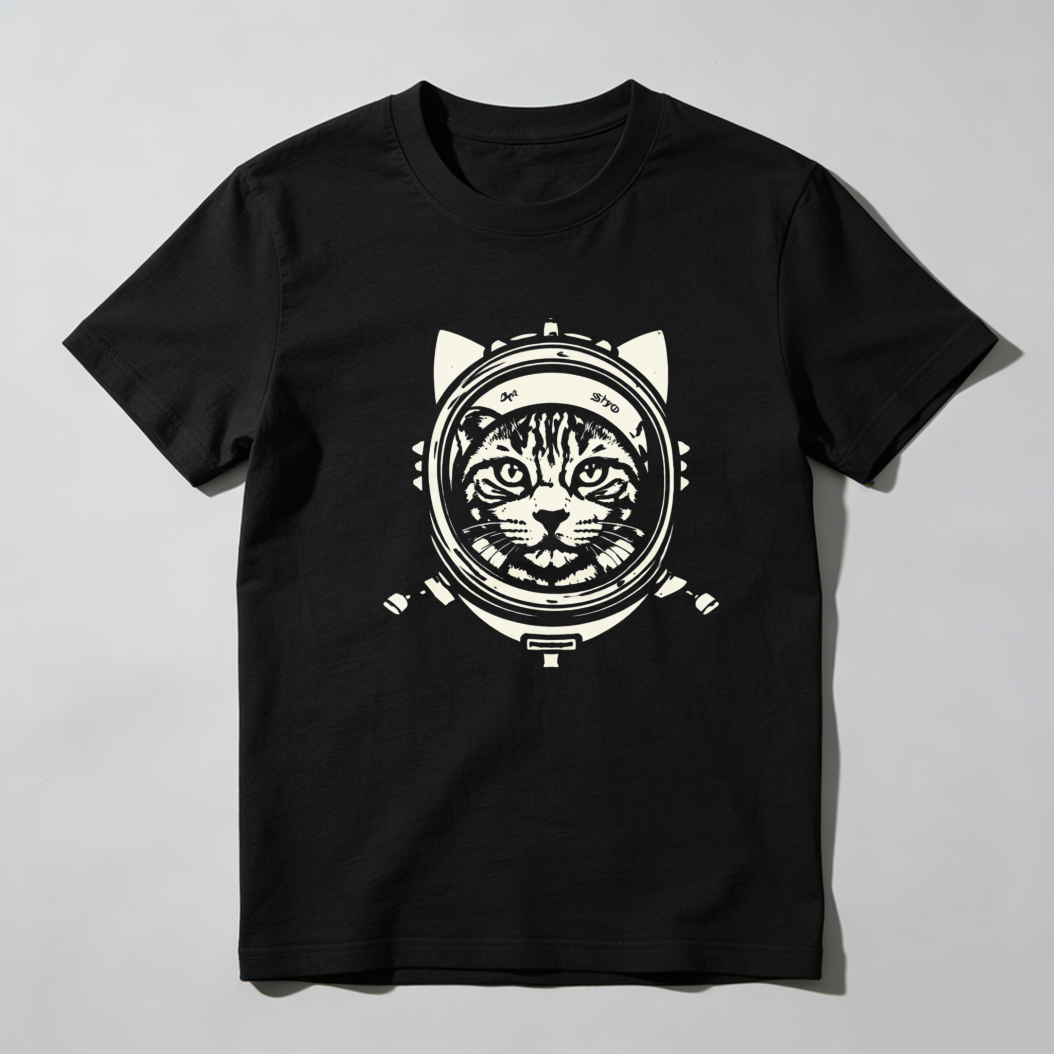 Dorawear™ Cat Astronaut Helmet Design Pure Cotton Short Sleeve T Shirt-Dorawear
