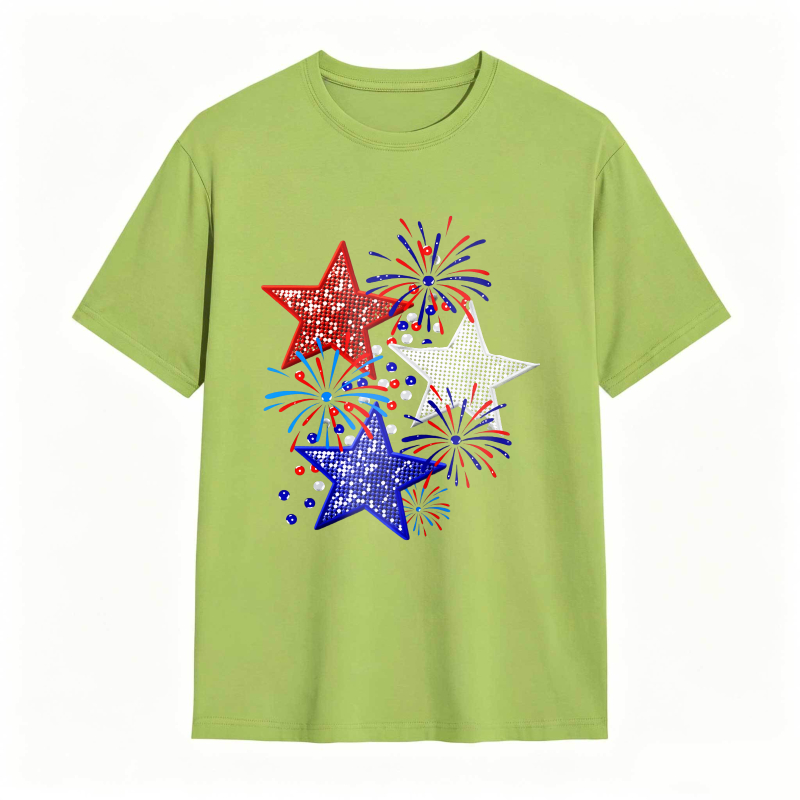 Star And Fireworks Pattern T-shirt