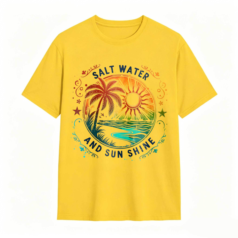 Salt Water And Sunshine Palm Tree Beach Scene T-shirt