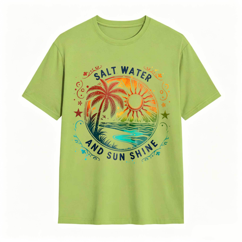Salt Water And Sunshine Palm Tree Beach Scene T-shirt
