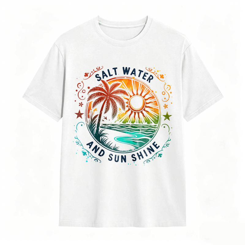 Salt Water And Sunshine Palm Tree Beach Scene T-shirt