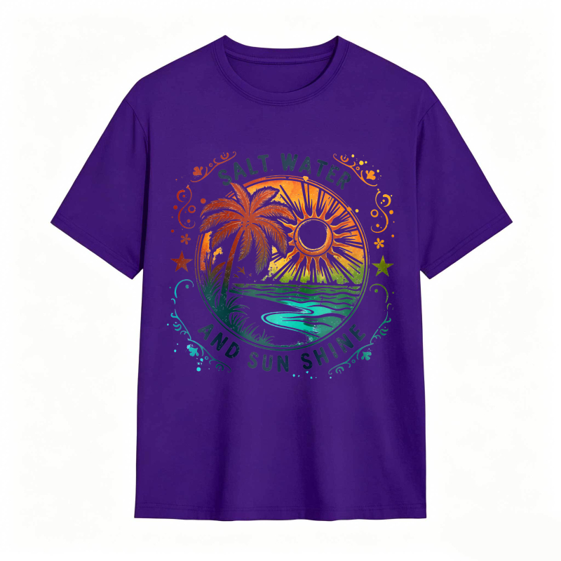 Salt Water And Sunshine Palm Tree Beach Scene T-shirt