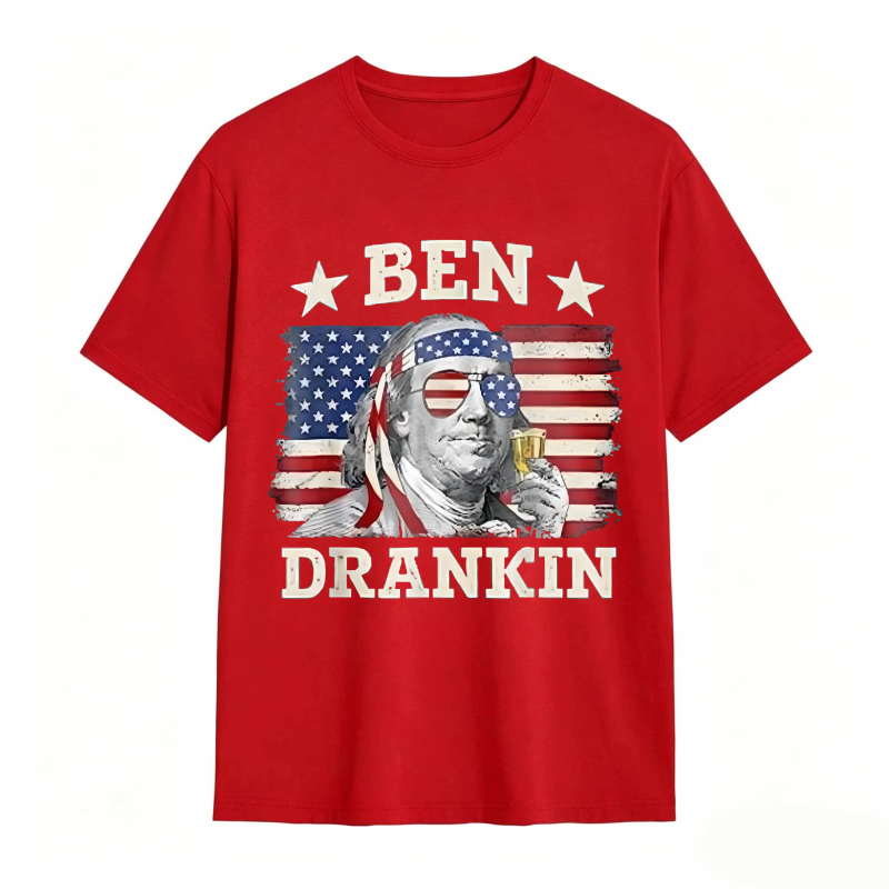 Ben Franklin American Flag Drinking T-shirt