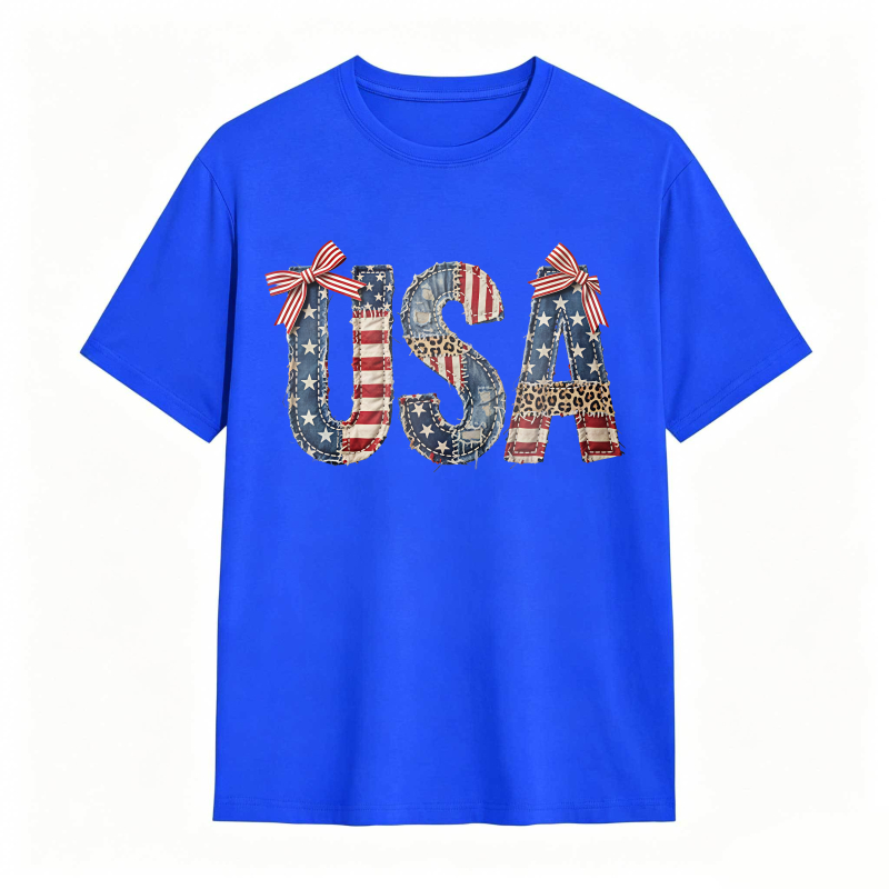 Usa Flag Patchwork Design T-shirt