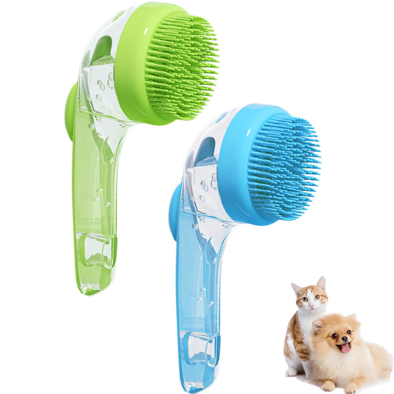 Pet Bath Brush,  Dog Bath Brush 2 in 1 Cat Shampoo Brush with Soap Dispenser Scrubber Pet Gromming Supplies for Long and Short Haired Dogs and Cats