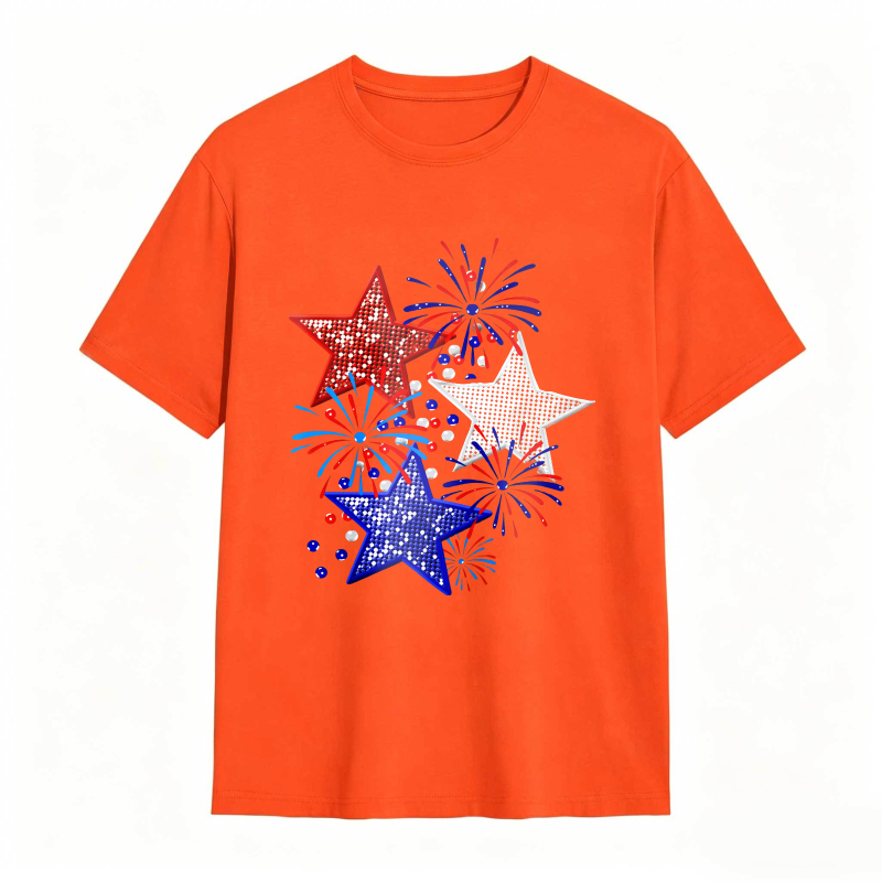 Star And Fireworks Pattern T-shirt