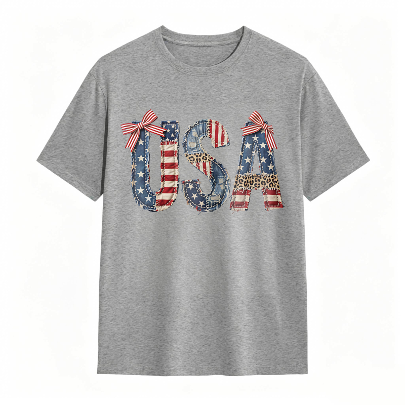 Usa Flag Patchwork Design T-shirt