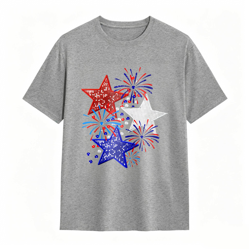 Star And Fireworks Pattern T-shirt