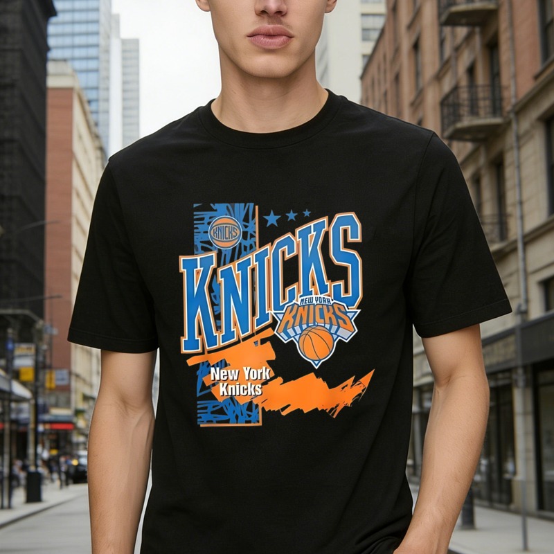 New York Knicks Basketball Team Logo And Text Design T-shirt