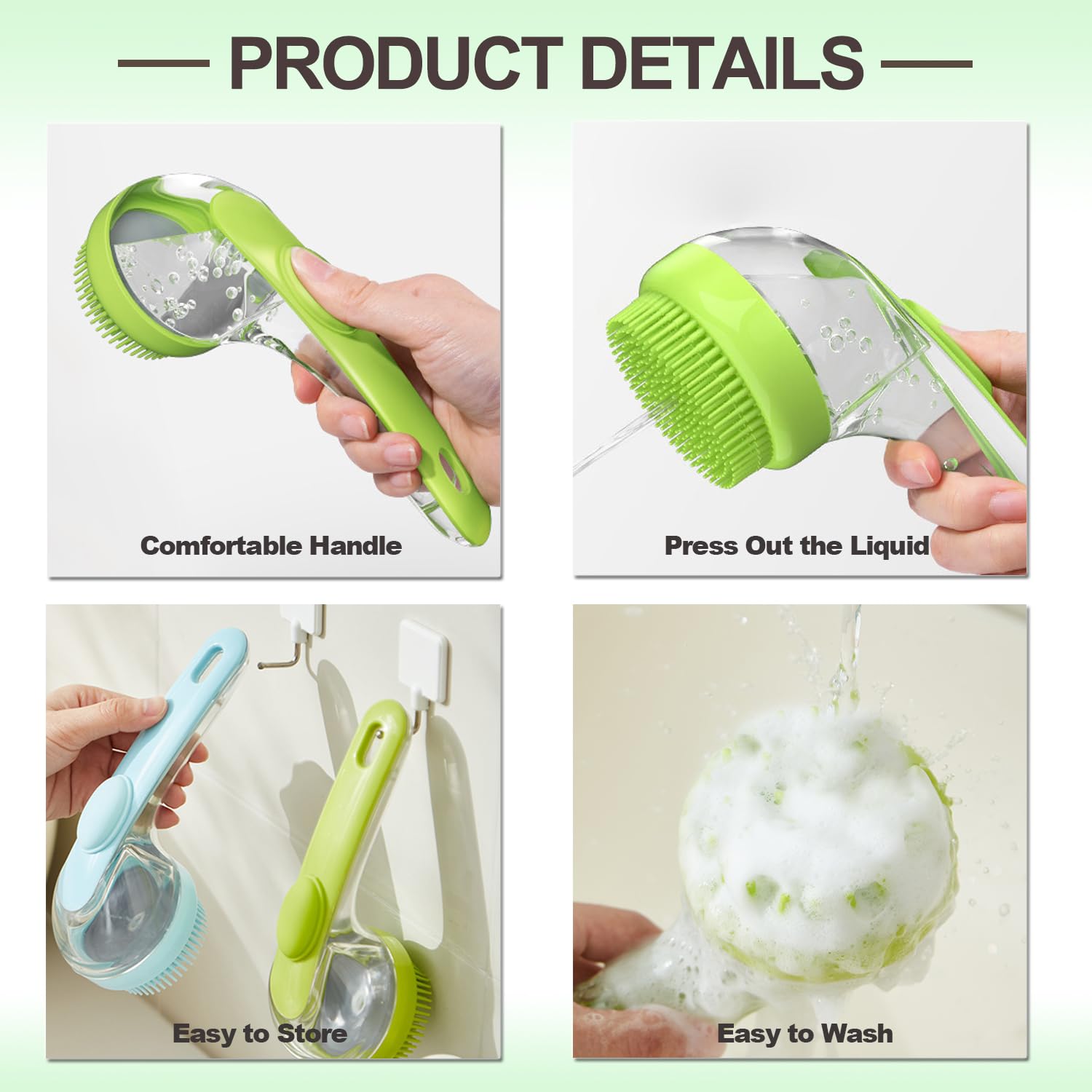 Pet Bath Brush,  Dog Bath Brush 2 in 1 Cat Shampoo Brush with Soap Dispenser Scrubber Pet Gromming Supplies for Long and Short Haired Dogs and Cats
