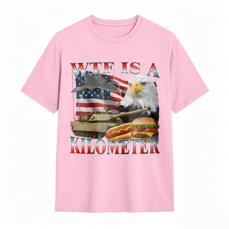 Wtf Is A Kilometer American Flag Eagle Tank Burger And Hotdog T-shirt