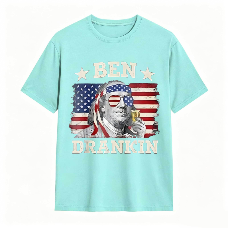 Ben Franklin American Flag Drinking T-shirt