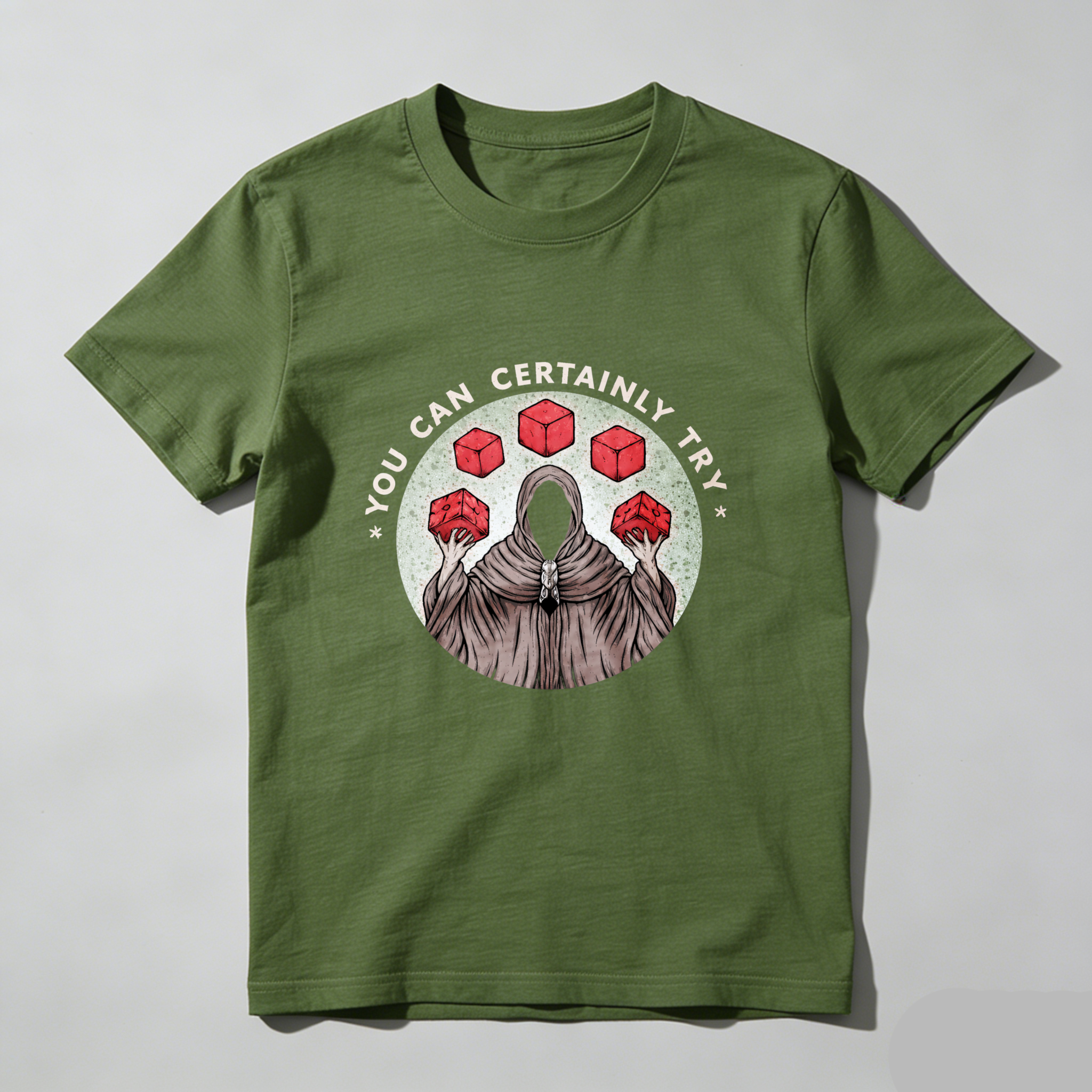 Dorawear™ You Can Certainly Try Hooded Figure Red Cubes Pure Cotton Short Sleeve T Shirt-Dorawear