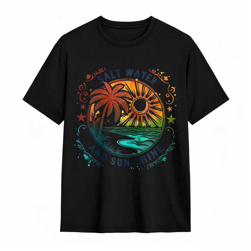 Salt Water And Sunshine Palm Tree Beach Scene T-shirt