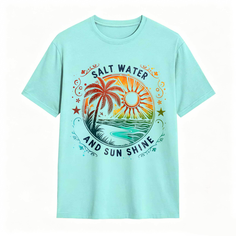 Salt Water And Sunshine Palm Tree Beach Scene T-shirt