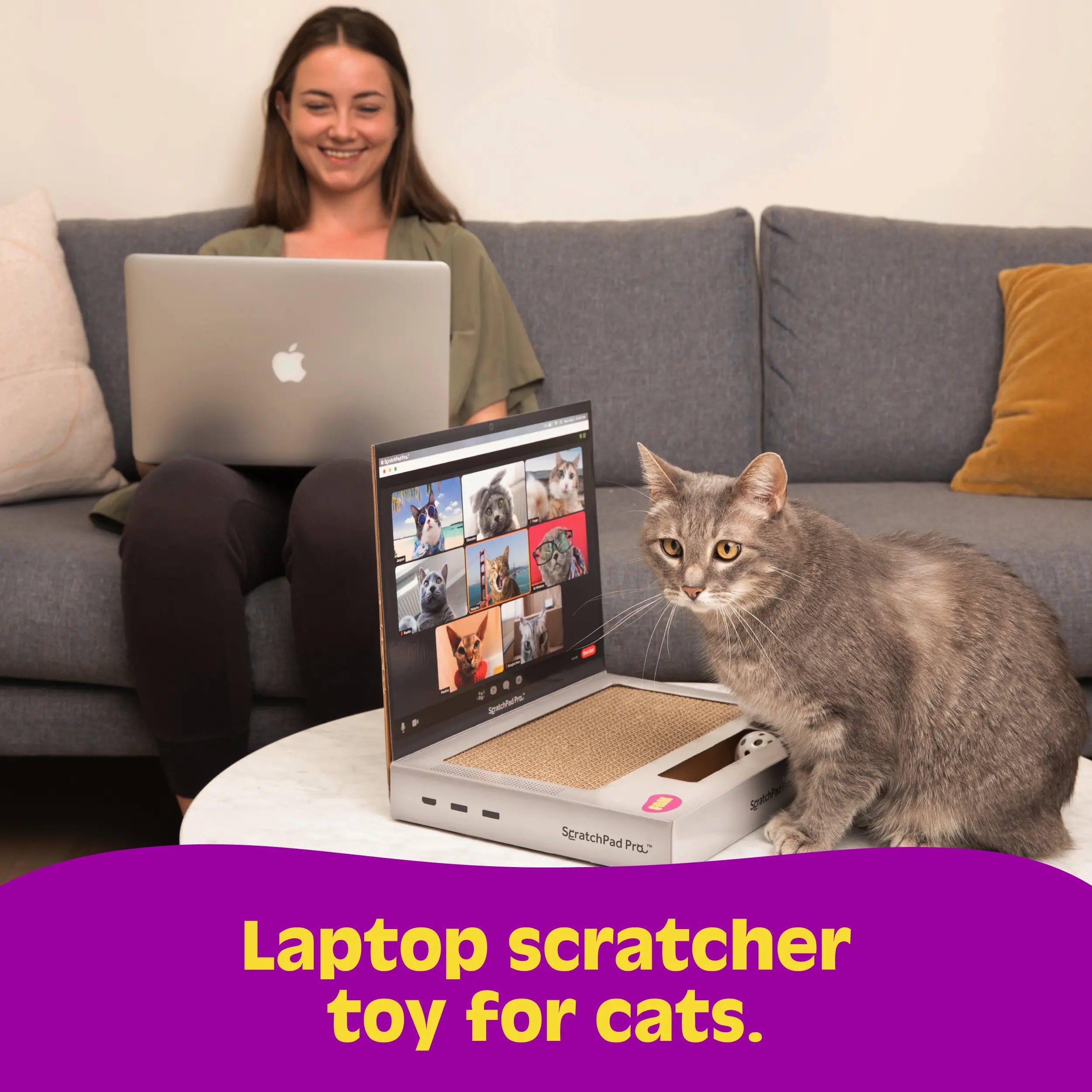 ScratchPad Pro Cardboard Laptop Cat Scratcher | Funny & Functional Cat Toy for Indoor Cats