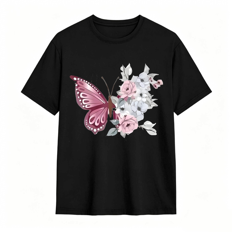 Butterfly And Flowers T-shirt