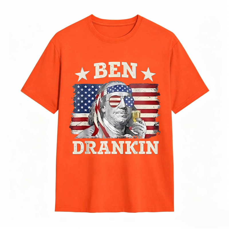 Ben Franklin American Flag Drinking T-shirt