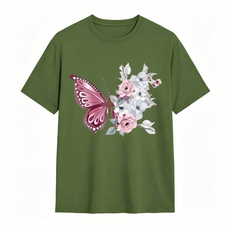 Butterfly And Flowers T-shirt