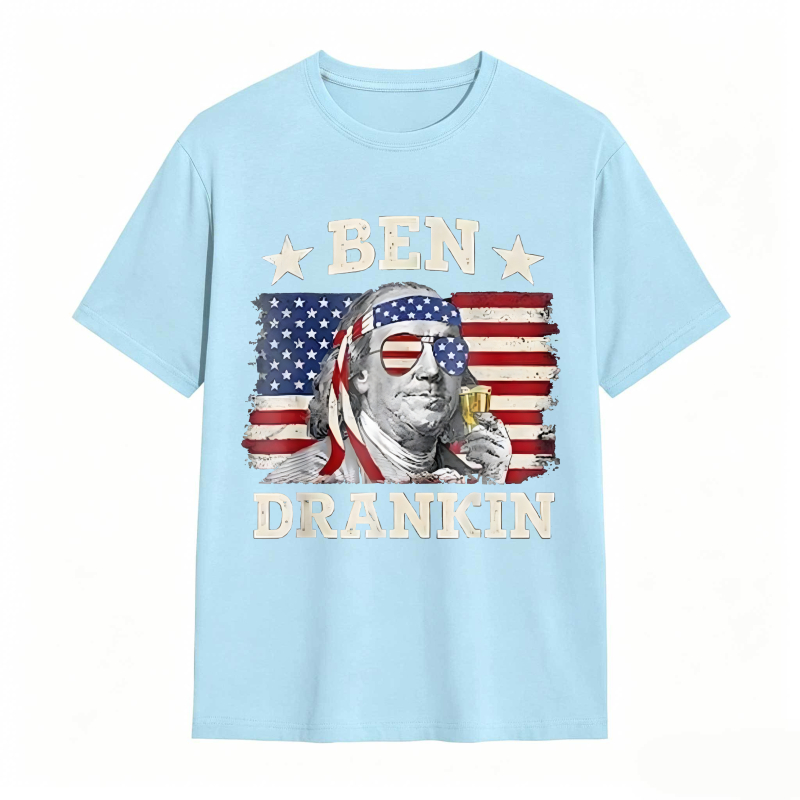 Ben Franklin American Flag Drinking T-shirt
