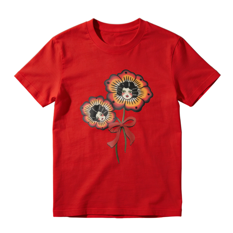 Flower Faces With Bow Unisex Classic T-shirt