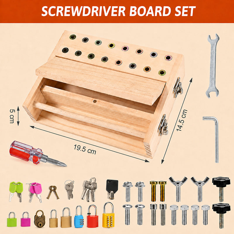Montessori Screwdriver Lock And Key Board