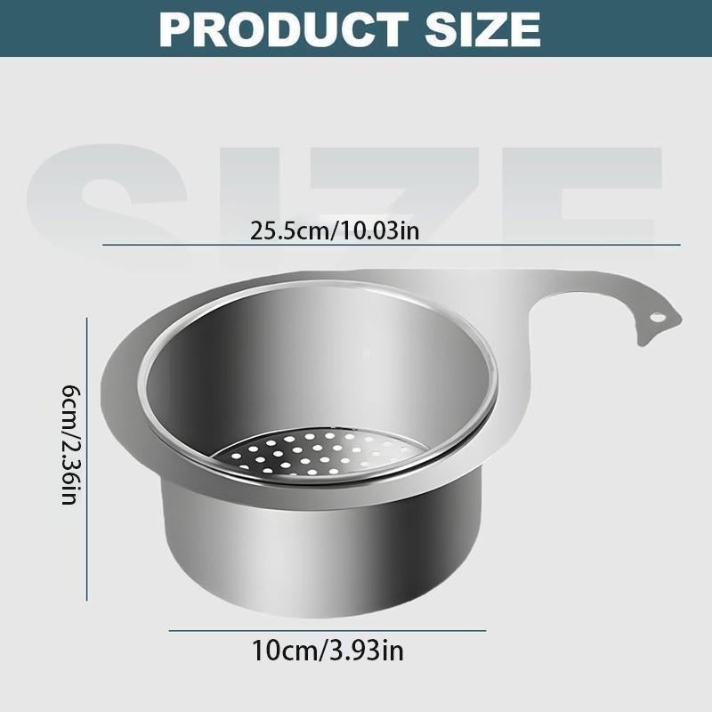 🥘 304 Stainless Steel Hanging Sink Colander, Dual Use Kitchen Strainer Basket for Fruit Vegetable Pasta