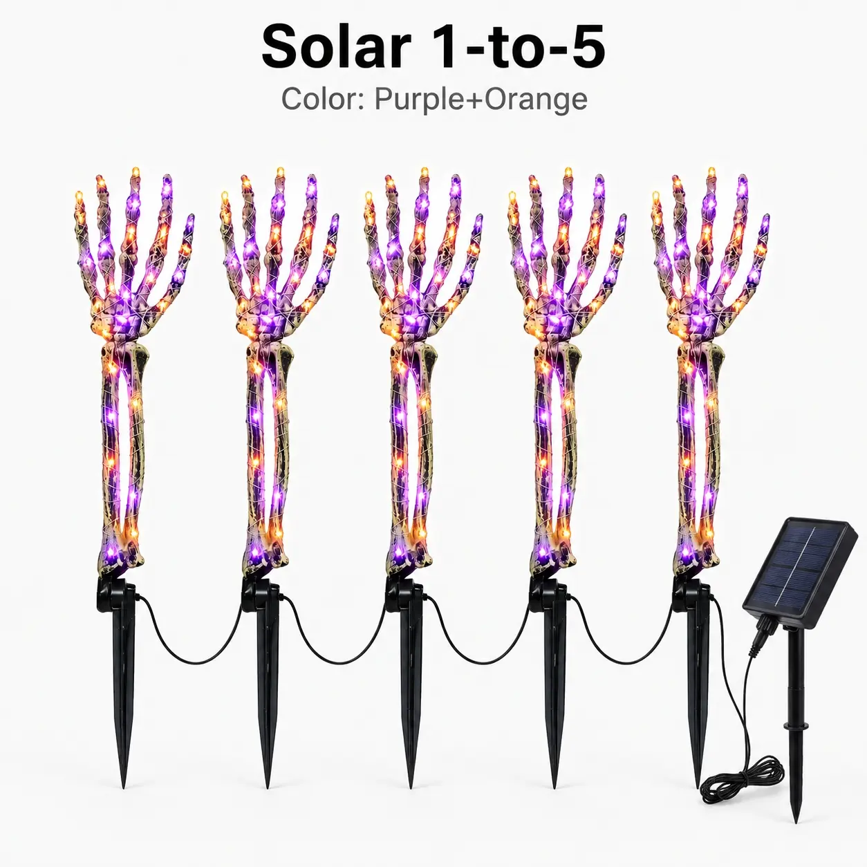 4-Piece Set, Hand Decoration Lights, Red Glow - 8 Light Modes Outdoor Solar-Powered Skeleton Ground Spikes Terrifying Atmosphere for Courtyards, Gardens, and Pathways Party Decorations Decorations