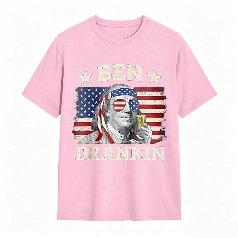 Ben Franklin American Flag Drinking T-shirt