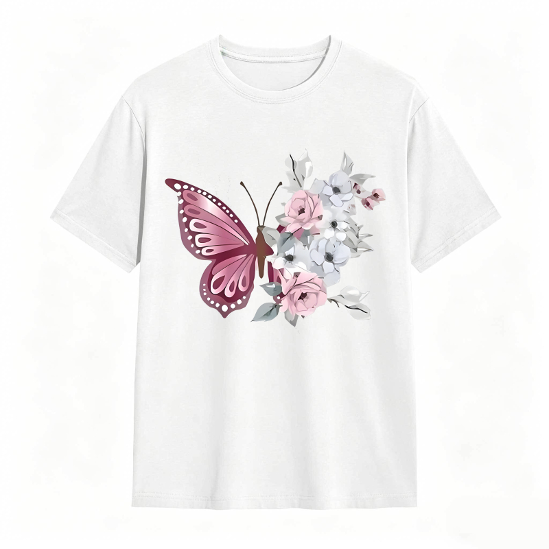 Butterfly And Flowers T-shirt