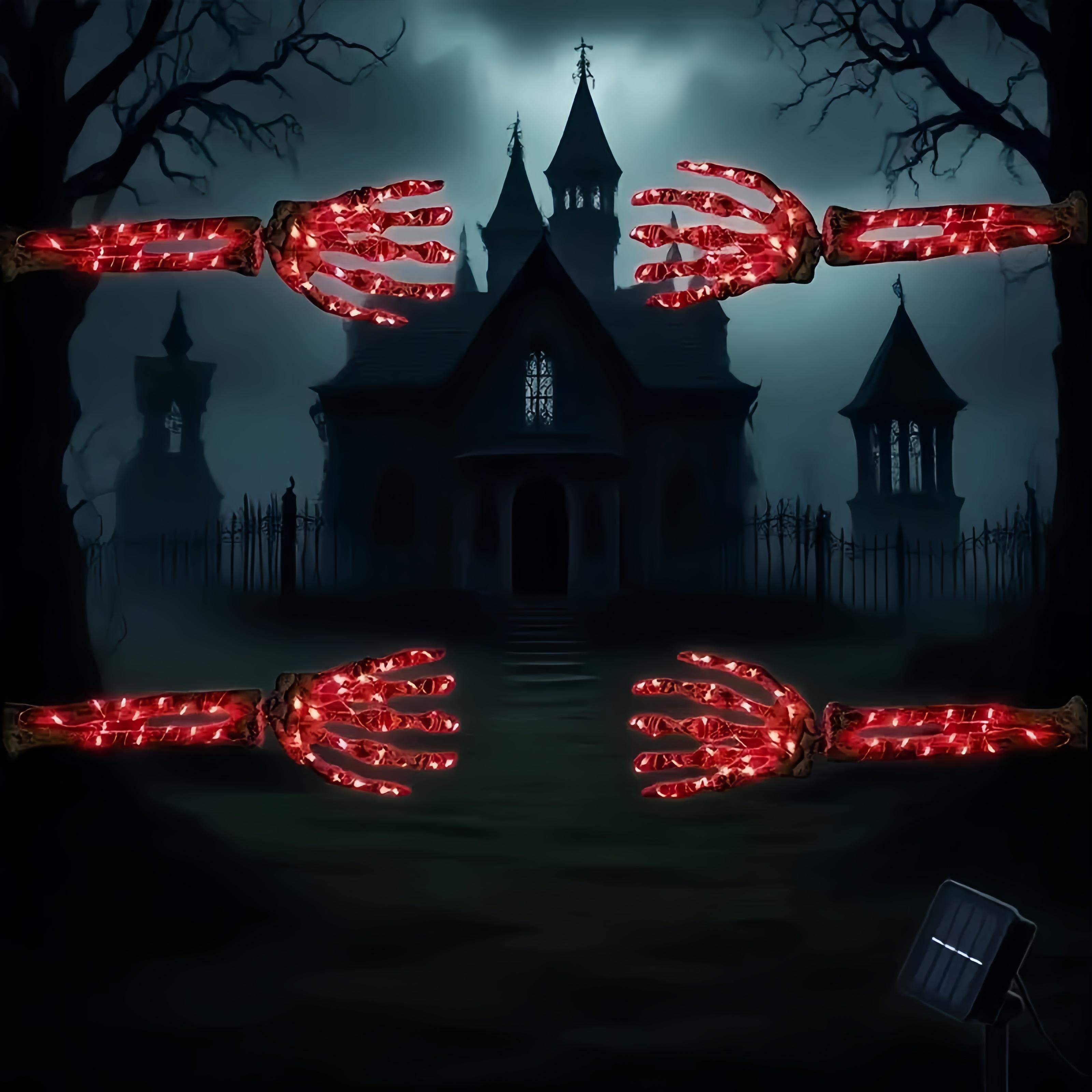 4-Piece Set, Hand Decoration Lights, Red Glow - 8 Light Modes Outdoor Solar-Powered Skeleton Ground Spikes Terrifying Atmosphere for Courtyards, Gardens, and Pathways Party Decorations Decorations 4-Piece Set, Hand Decoration Lights, Red Glow - 8 Light Modes Outdoor Solar-Powered Skeleton Ground Spikes Terrifying Atmosphere for Courtyards, Gardens, and Pathways Party Decorations Decorations