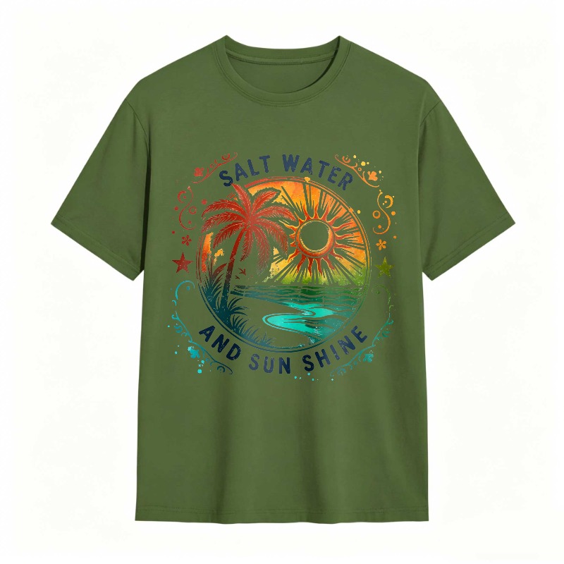 Salt Water And Sunshine Palm Tree Beach Scene T-shirt