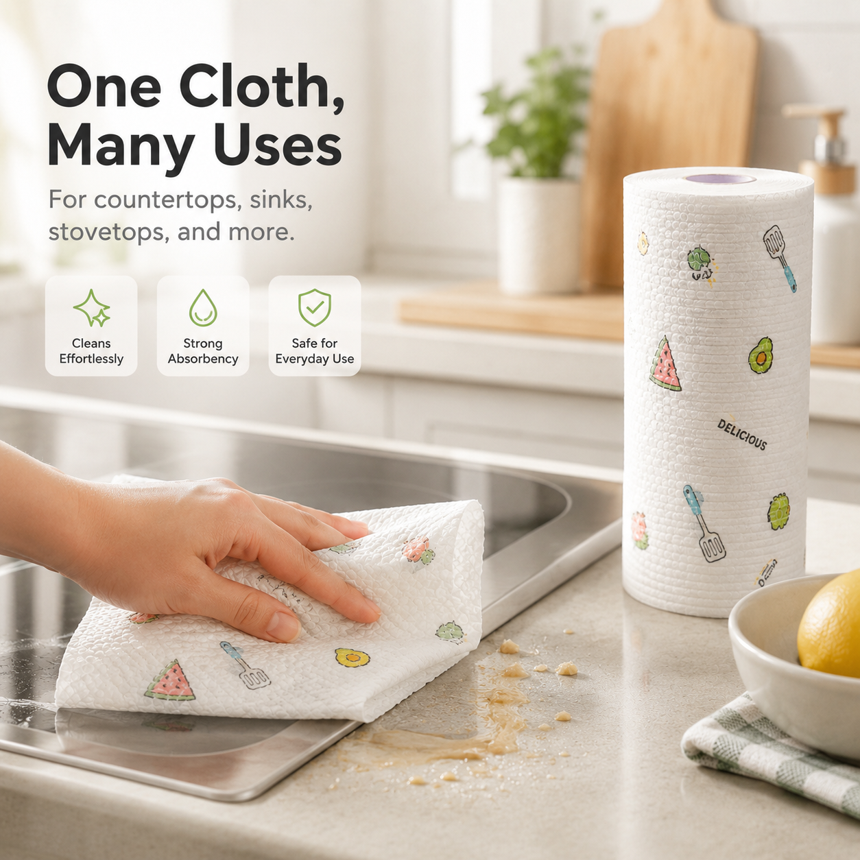 🔥 Hot Sale 🧽 Disposable Kitchen Cleaning Cloths 💦Ultra Absorbent • Grease-Fighting • Hygienic