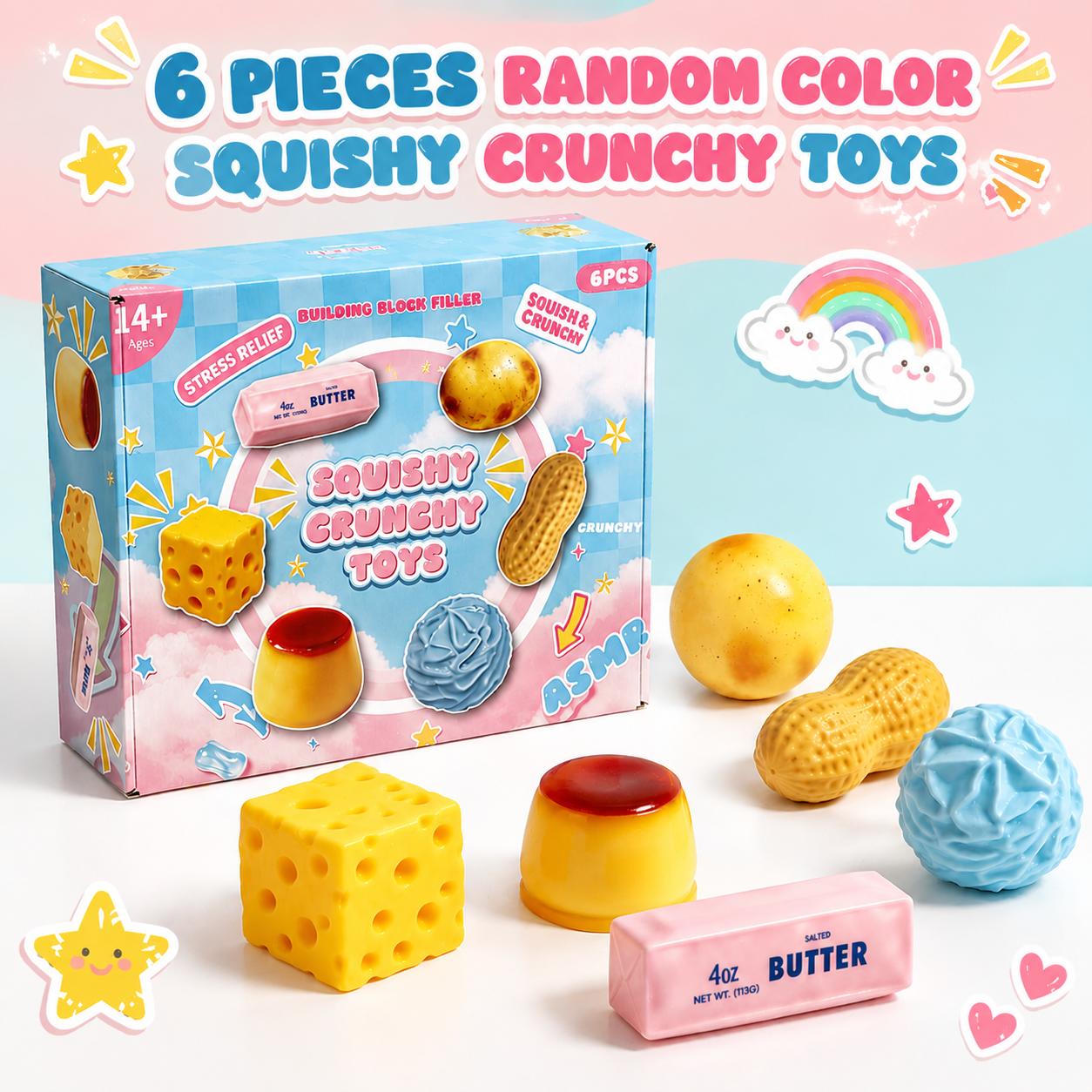 6‑Piece Squishy Crunchy Stress Relief Fidget Toys, ASMR Squeeze Sensory Stress Balls, Relaxing Unique Tactile Fidgets, Sensory Room Supplies, 6 Assorted Food‑Shaped Designs, Novelty Holiday Gifts 6‑Piece Squishy Crunchy Stress Relief Fidget Toys, ASMR Squeeze Sensory Stress Balls, Relaxing Unique Tactile Fidgets, Sensory Room Supplies, 6 Assorted Food‑Shaped Designs, Novelty Holiday Gifts
