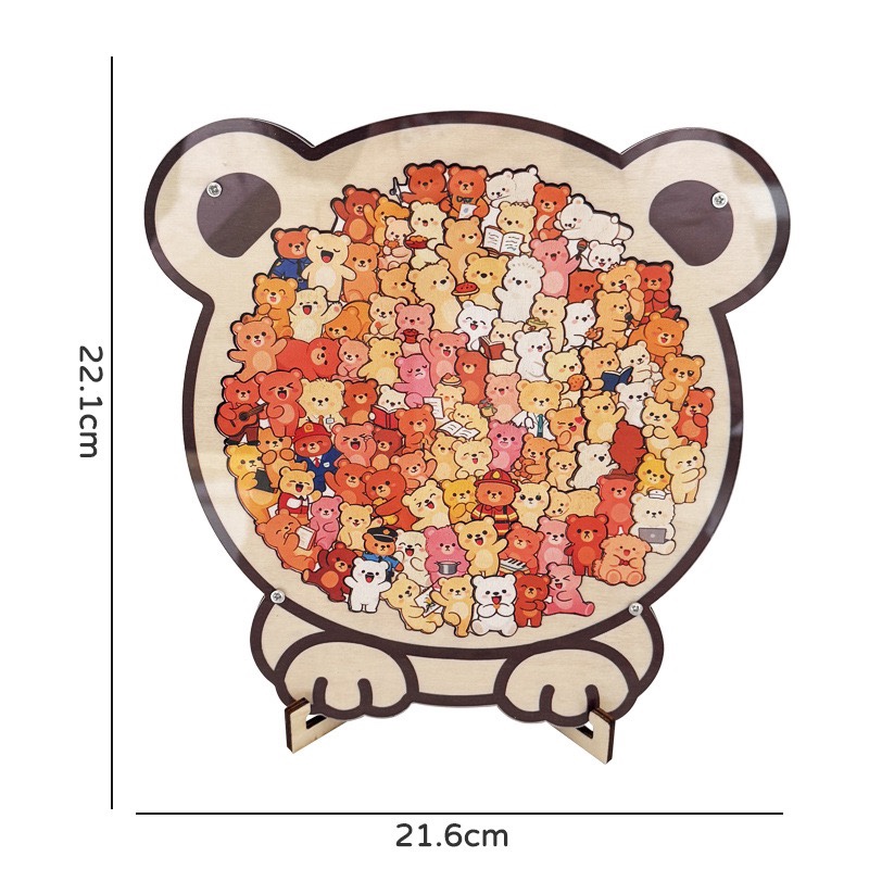 Wooden Cat-Shaped Puzzle Set