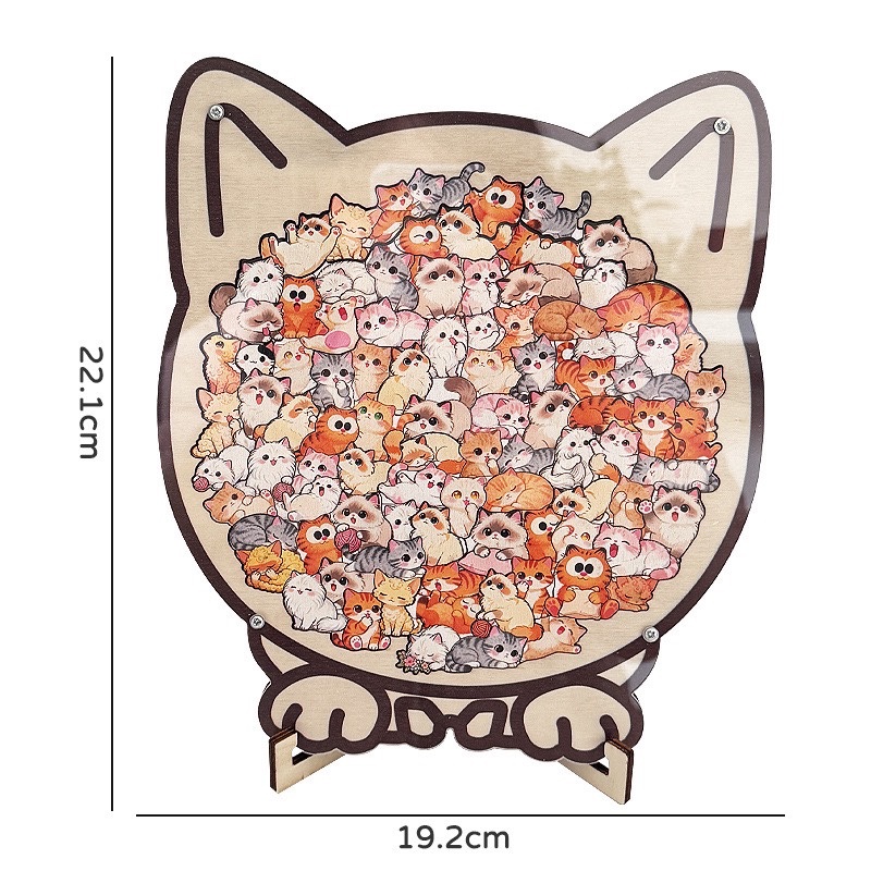 Wooden Cat-Shaped Puzzle Set