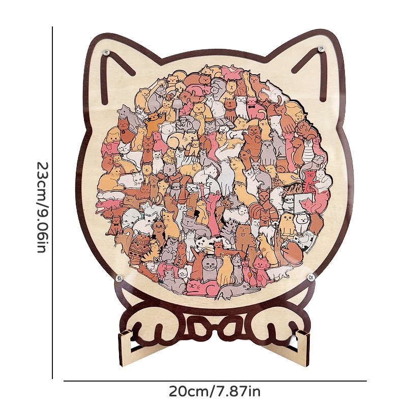Wooden Cat-Shaped Puzzle Set