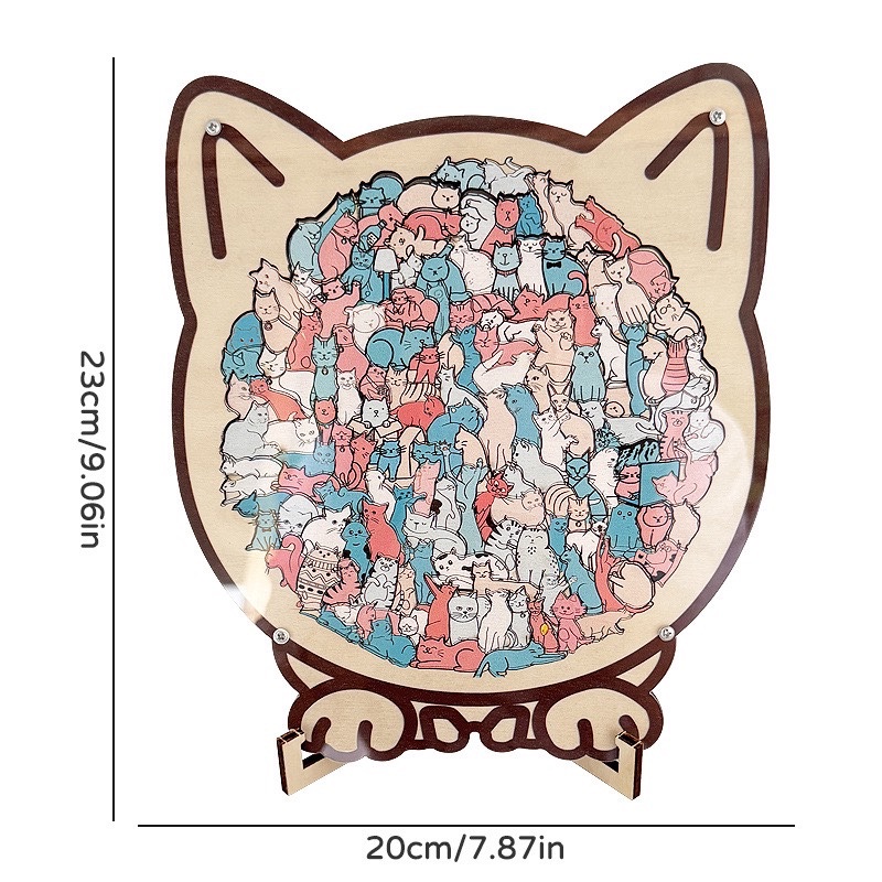 Wooden Cat-Shaped Puzzle Set