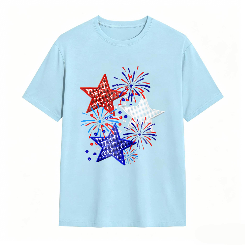 Star And Fireworks Pattern T-shirt
