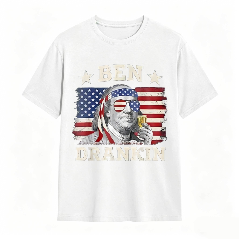 Ben Franklin American Flag Drinking T-shirt