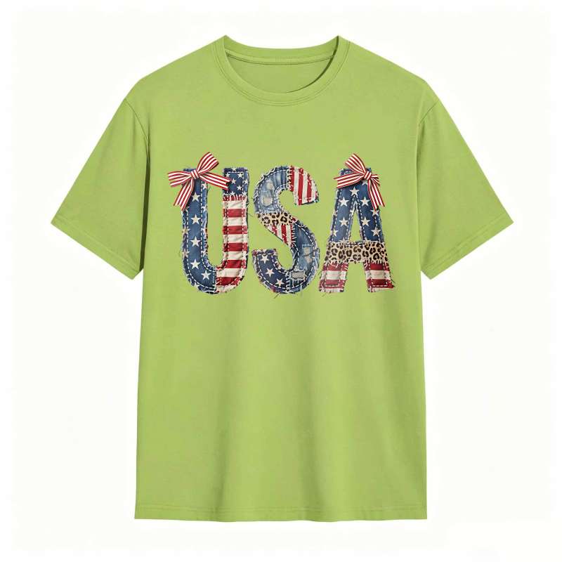 Usa Flag Patchwork Design T-shirt